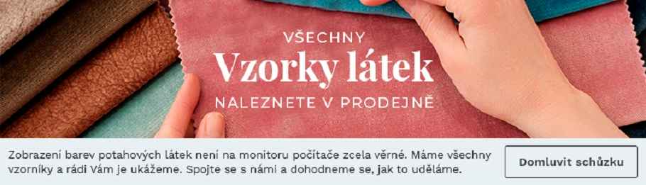 Vzorníky látek si můžete prohlédnout v prodejně v Praze a předváděcím středisku v Ostravě.