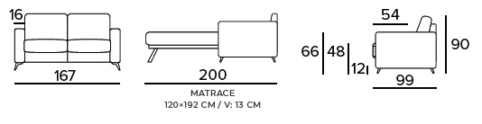 ECLISSE - rozkládací pohovka - rozměry