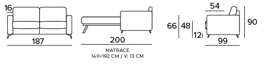 ECLISSE - rozkládací pohovka - rozměry
