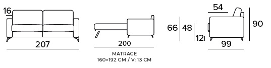 ECLISSE - rozkládací pohovka - rozměry