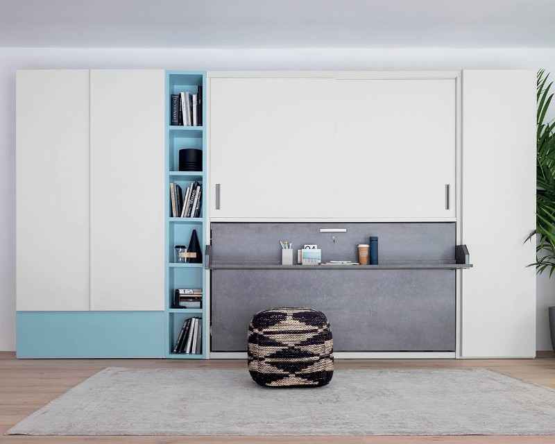 Sklápěcí postel s pracovním stolem HIRO WARDROBE
