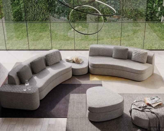 Zaoblená modulární rozkládací pohovka GOODMAN