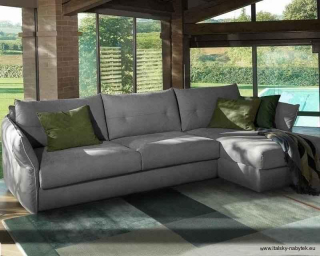 Rohová sedací souprava s rozkládací postelí pro každodenní spaní DOBBLE