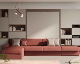 Nábytková sestava se sklápěcí postelí se sedací soupravou NOBU - IM22-01-A - úsporné řešení interiéru