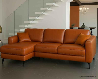 Kožená rohová sedací souprava s rozkládací postelí pro každodenní spaní ECLISSE LUX