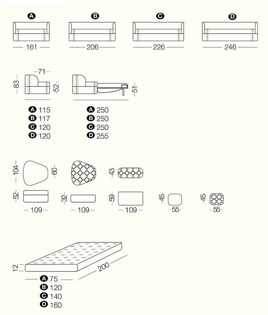 Rozkládací pohovka GOODMAN - rozměry