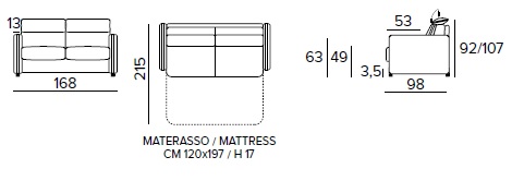 JOHN - rozkládací pohovka - rozměry