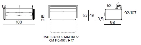 JOHN - rozkládací pohovka - rozměry