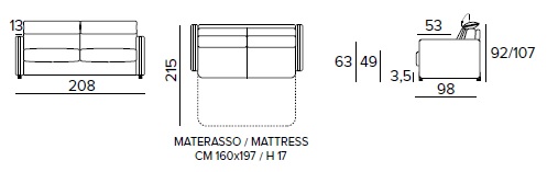 JOHN - rozkládací pohovka - rozměry