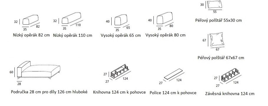 Opěráky, polštáře a další doplňky pohovky NEWTON