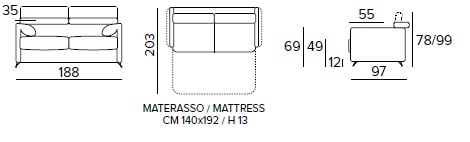 VICTOR - rozkládací pohovka - rozměry