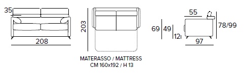 VICTOR - rozkládací pohovka - rozměry