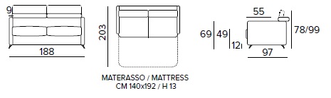 VICTOR - rozkládací pohovka - rozměry